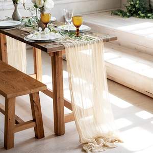 <span class=keywords><strong>Runner</strong></span> da Tavolo in Garza di Poliestere Dobby, Stile Boho Romantico ed Elegante, con Motivo Continuo, Lungo, Tessuto in Garza, Personalizzabile per Matrimoni e Cerimonie Nuziali - Product Image 4