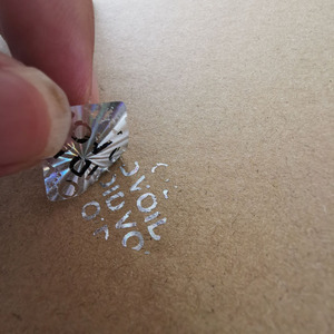 Etichette di sicurezza a prova di manomissione autentiche personalizzate senza garanzia se rimosso ologramma rotondo adesivo d'argento <span class=keywords><strong>con</strong></span> testo - Product Image 1