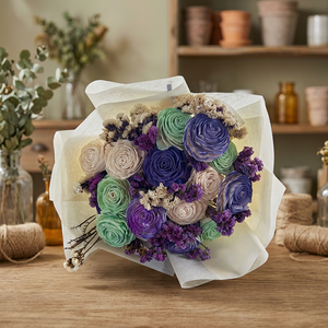 Ramo de Rosas Secas LB-013 Multicolor, Naturales, de Larga Duración, Arreglo Floral para Bodas - Product Image 1