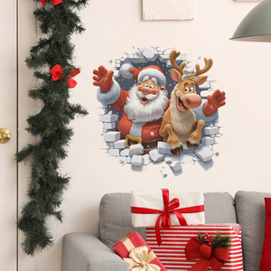 Autocollants muraux <span class=keywords><strong>de</strong></span> Noël en 3D, Père Noël, rennes, autocollants en PVC écologiques amovibles, décoration pour la maison, le salon, la chambre des enfants - Product Image 2