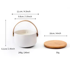 Simple de lujo pequeña vela Ware regalo decoración del hogar cerámica creativa cinturón de transporte vela tarro con tapa