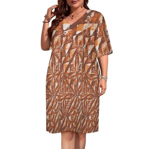 إيلي البولينيزية تصميم قبلي مخصص عارضة حفلة موسيقية Prty الزفاف فستان مومو الكبار V الرقبة فضفاض فستان بأكمام قصيرة - Product Image 1