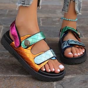 Nuevas sandalias de playa con diseño de cabeza de águila en colores vibrantes para mujer, talla grande, con diseño de diamantes deslumbrantes y coloridos. - Product Image 4