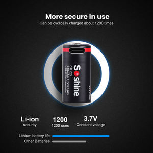 Soshine RCR123 <span class=keywords><strong>RCR123A</strong></span> USB C Batería recargable de iones de litio 3,7 V 900mAh con puerto de carga tipo C Batería de litio - Product Image 4
