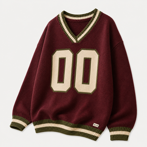 Pull personnalisé pour femme en jersey 100% coton rayé, col en V, avec nom et numéro d'équipe, pull sportif - Product Image 5
