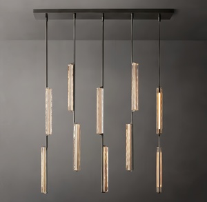 Minimalisme italien, éclairage LED à intensité variable, faisceau à 360°, cristaux K9, gouttes de cuivre verticales, luminaires suspendus, lampes en forme de goutte d'eau, décoration intérieure de luxe - Product Image 3