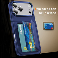 Schokbestendige gekleurde skin-feel TPU PC flip wallet case met kaartsleuf en standaard voor iPhone 15 16 17 Pro Max