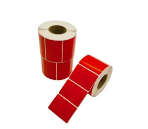 Rollo de etiquetas autoadhesivas Rojas transparentes de alta calidad de 60mm x 40mm tamaño 1000 Uds. Impermeable para uso de pegatinas personalizadas etiquetas térmicas