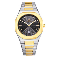 Montre de luxe pour homme HOURLY de haute qualité, en acier inoxydable bleu, octogonale, pour toutes les occasions