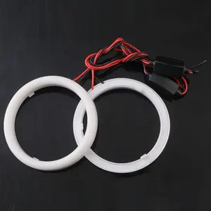 2 PCS White Yellow Red 80MM Car Angel Eyes Halo Rings COB Light Circle Ring LED Fog Light Bulbs DRL Lamp with Latex color Cover