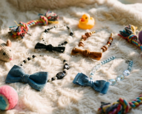 Accessoires chics pour chat, collier pour animal de compagnie BFF, collier en velours bleu avec nœud, collier pour chien avec perles, collier pour chiot mignon, cadeau pour chienne