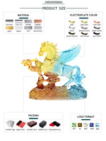 Figurine de dragon en cristal doré, ornement de maison, cadeau pour le salon et le bureau, décorations en cristal