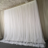 Rideau décoratif en tulle élégant pour fête d'anniversaire, toile de fond de scène, poche à tringle, décoration de mariage en gaze