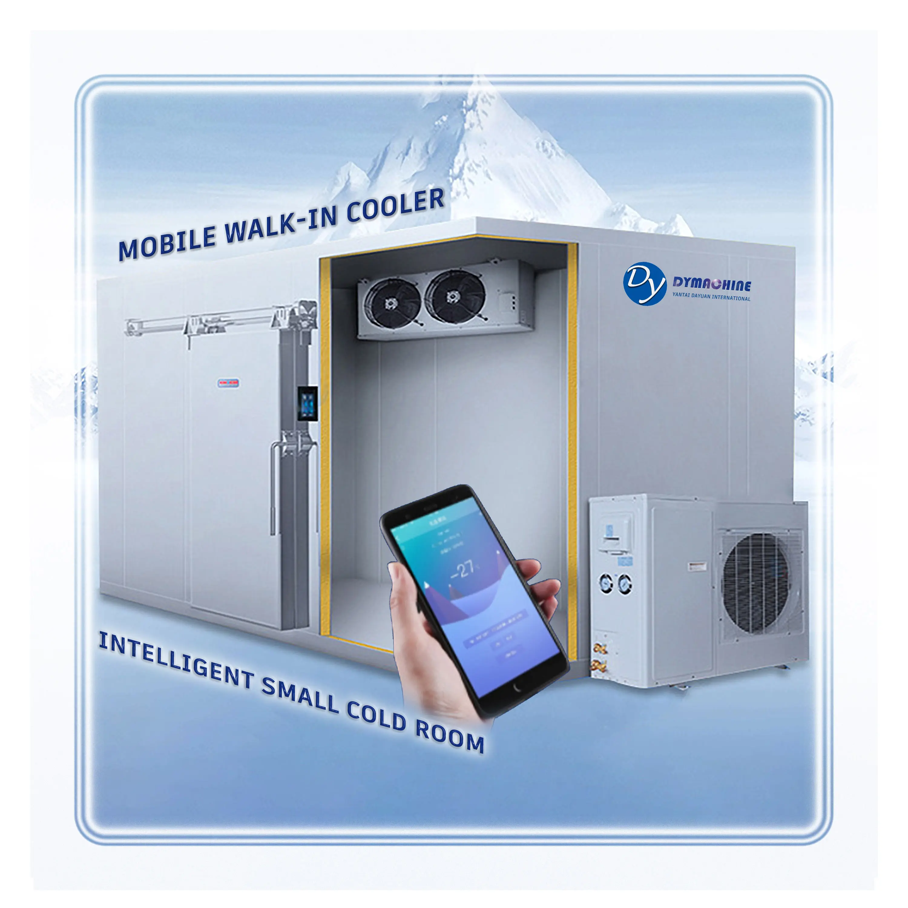 Comercial Congelamento rápido sala fria armazenamento móvel inteligente controle remoto Walkin Cooler