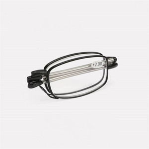 Lunettes de lecture rouges pliables anti-lumière bleue, monture ovale unisexe en métal avec étui pour la lecture - Product Image 3