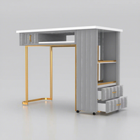 Bureau de manucure moderne de luxe avec collecteur de poussière, table à ongles en métal et bois pour salon de beauté