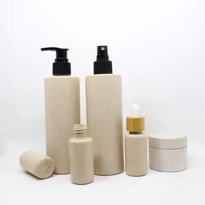 Emballage cosmétique écologique 100ml 250ml 300ml 500ml paille de blé shampooing biodégradable PE bouteille de pompe en plastique avec lotion