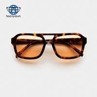 Teenyoun vente en gros rétro rond grand léopard cadre TAC HD lentille acétate nuances UV400 populaire homme lunettes de soleil Logo personnalisé