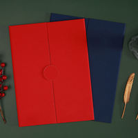 Pochette porte-certificat en cuir végétalien A4, dossier à trois volets pour certificat, impression numérique, couverture de diplôme unie, sans bloc-notes