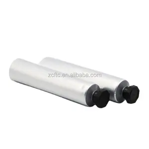 Tabung aluminium lipat putih OEM dengan tutup sekrup, tabung aluminium hitam putih untuk bahan kimia