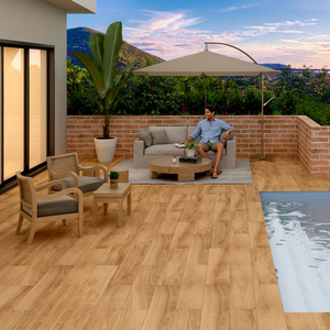 Baldosas de Porcelana con Aspecto de Madera Mate Maple Sandal de 20x120cm, Baldosas de Madera Natural para Pisos Interiores - Product Image 6