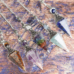 Péndulo de Cristal de Amatista y Aguamarina, Grava Colorida, Resina, Gema, Electrochapado, Feng Shui, Energía Curativa, Coleccionable - Product Image 3