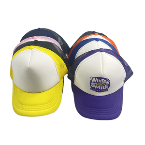 Grossiste Direct Usine Casquette de Baseball Personnalisée à 5 Panneaux Bleue Bicolore en Maille Nylon Style Trucker pour Adultes et Enfants - Product Image 6