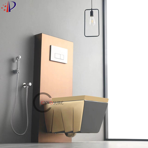 WC mural suspendu gris, simple, plaqué or, avec bon système de chasse d'eau - Product Image 4