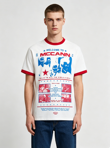 <span class=keywords><strong>Vintage</strong></span> Blur Baskılı Grafik Desenli Ringer Tişört, Erkek Retro Fileli Oversize Sokak Modası Tişörtü - Product Image 2