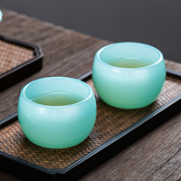 Tasse à thé en verre de luxe de 50 ml, texture jade, résistante à la chaleur, couleur unie, petite tasse de dégustation Kung Fu pour la cérémonie du thé