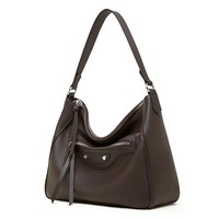 Tas Selempang Kulit Asli Gaya Korea Musim Gugur Terbaru, Tas Bahu Hobo Kapasitas Besar, Tas Tangan Wanita Vintage