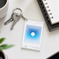 Porte-clés en acrylique transparent personnalisé à illusion d'optique géométrique carrée, breloque 3D à effet de profondeur visuelle, moderne et créatif