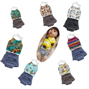 Yiwu Yiyuan Garment custom design baby clothes sets newborn clothes wholesale infant 2 layers halter tops and bummies outfits