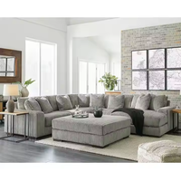 Canapé modulaire d'angle PZCN HOME Cloud, ensemble de canapés de luxe 5 pièces en tissu velours côtelé gris, canapé modulaire moderne avec chaise longue