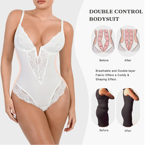 Hot Sale Full Compression One Piece Jumpsuit Shapewear V <strong>Tummy</strong> <strong>Control</strong> <strong>Lace</strong> <strong>Bodysuit</strong> for Women - Product Image 5