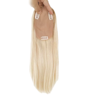 Perruque Topper en Soie Remy Vierge Chinoise en Gros pour Femmes, Perruque Naturelle de Luxe en Cheveux Humains, Ondulations Profondes et Ondulations Souples
