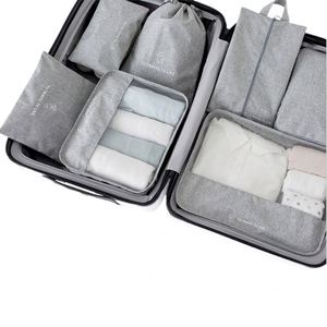 Custom Lightweight Multi-Functional <b>Suitcase</b> Clothing Sorting <b>Storage</b> Bag Travel Luggage 7 Organizer Packing Cubes Set - Product Image 1