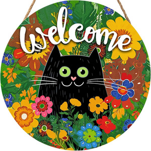 พวงหรีดไม้แมวดำตกแต่งผนังสีสันสดใสชิ้นเดียวที่กำหนดเอง - Product Image 4