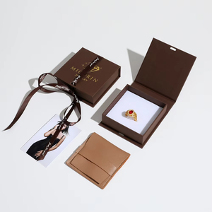 Square Flip Jewelry <b>Ring</b> Gift <b>Box</b> Satin Ribbon Bow Tie Closure Velvet Lined Inner Custom Logo Printed Luxury Elegant case - Product Image 5