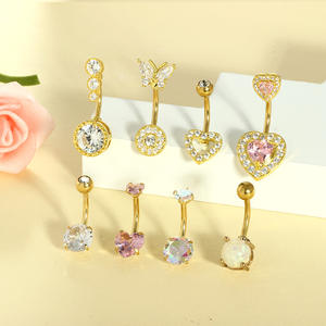 Piercing de moda de acero inoxidable para el cuerpo, joyería circular de doble cabeza, corazón, ombligo, anillos, Piercing de circón, joyería de circón, para el cuerpo, de moda, para el 2017 - Product Image 4