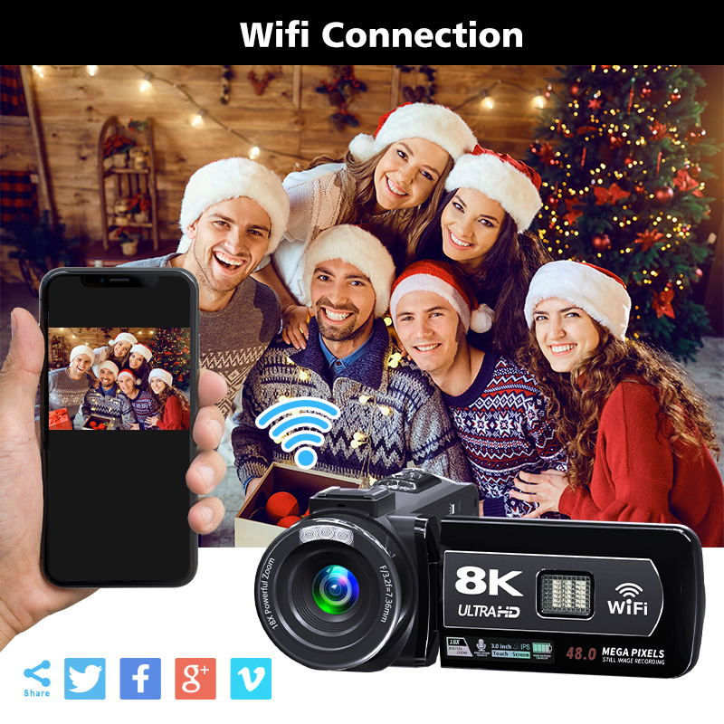 Amazon.co.jp: ビデオカメラ 8K YouTubeカメラ6400万画素WIFI