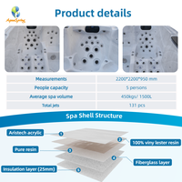 Bain à remous extérieur durable pour 5 personnes, avec contrôle Balboa, acrylique Aristech, 131 jets de massage d'hydrothérapie pour un plaisir optimal