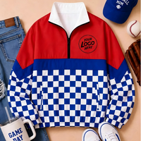 Blouson coupe-vent respirant et imperméable à motif écossais avec logo d'équipe vintage, fermeture éclair 1/4, manches longues, vente en gros