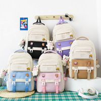 Ensemble de sacs d'école personnalisés avec logo, grande capacité, quatre pièces, sac à dos étudiant, fermeture éclair tendance, nylon durable