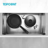 Panier de rangement de cuisine multifonctionnel coulissant à fermeture douce en acier inoxydable chromé avec panneaux trois faces