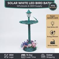 Lampe solaire pour bain d'oiseaux, écologique, style Art Déco, en résine, avec base remplissable, résistante aux intempéries, mangeoire à oiseaux pour jardin