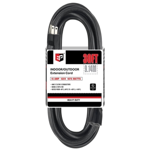 30Ft Outdoor <strong>Extension</strong> Cord-12/3 SJTW Heavy Duty Black <strong>Extension</strong> Cable with 3 Prong Grounded <strong>Plug</strong> - Power Cord for Lawn - Product Image 1