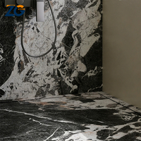 Receveur de douche ZGSTONE en pierre frittée, aspect marbre noir, antidérapant, durable, pour salle de bain, hôtel, appartement