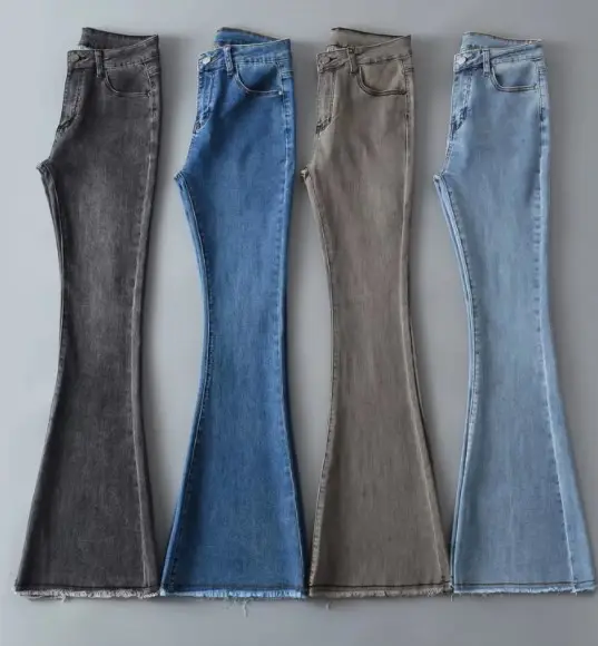 Herbst Damen Multi Farben Denim Jeans Casual Damen Denim Jeans Flare Fuß Jeans