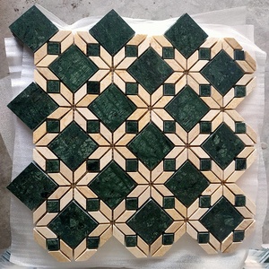 Sàn Gỗ Phun Nước Màu Xanh Lá Màu Be Thiết Kế Cổ Điển Cổ Điển Giữa Thế Kỷ Đá Khảm Đá Cẩm Thạch - Product Image 3